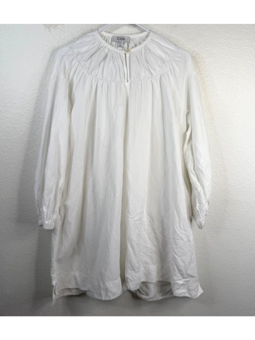 COS Women's Shirt Dress White Sz XS Clean Girl Minimalist Coastal Boho